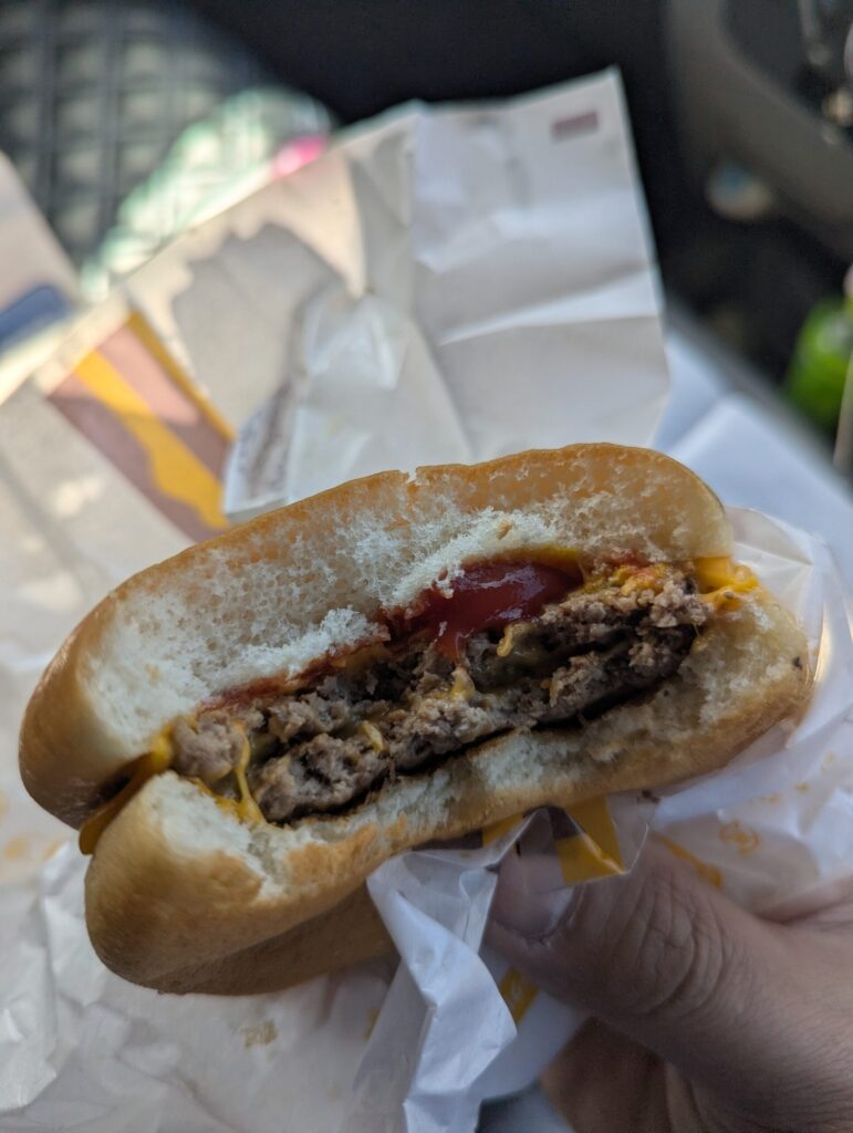 ダブルチーズバーガーフタクチカジリ断面図